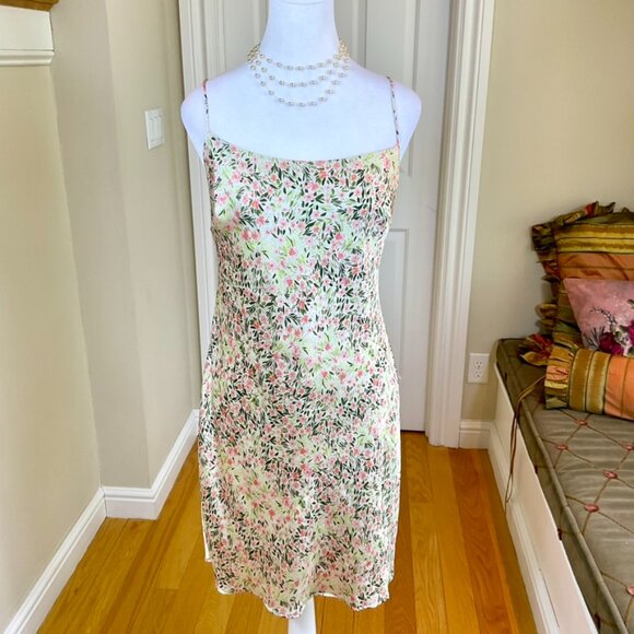 Anthropologie Dress Slip Floral Pink Green The East Order (L) - Picture 2 of 8